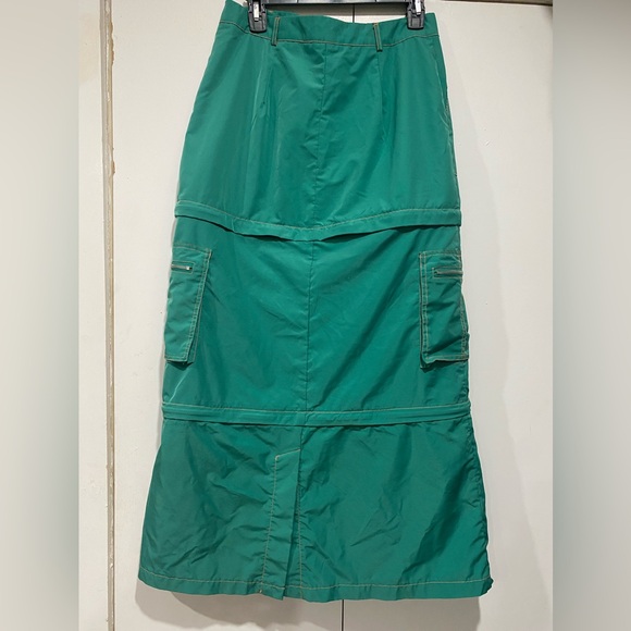 dELiA*s Green Maxi Skirt Removable zip layers size medium polyester belt loop - Picture 13 of 13
